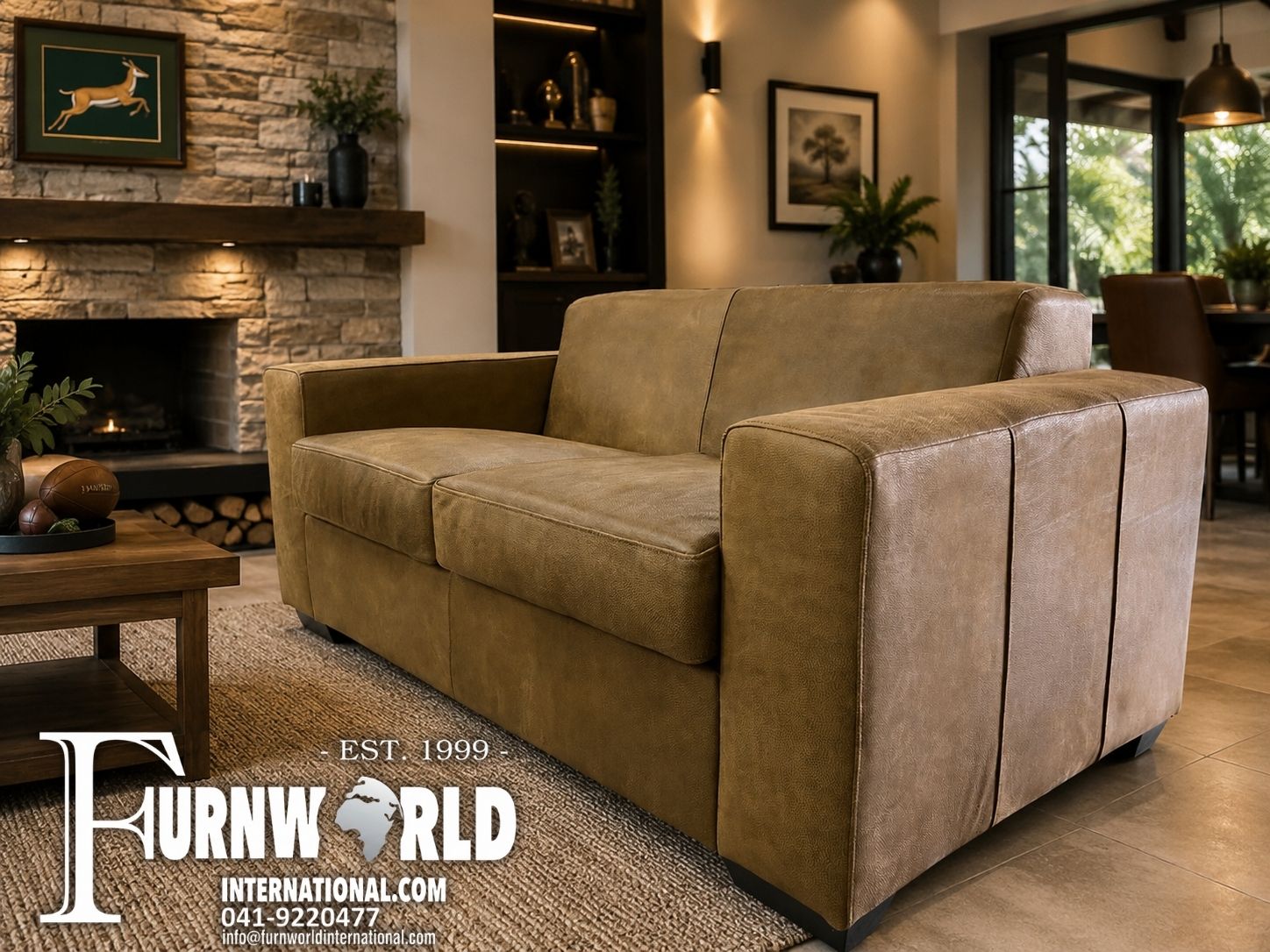 Buffalo 2-Seater genuine leather sofa at Furnworld International