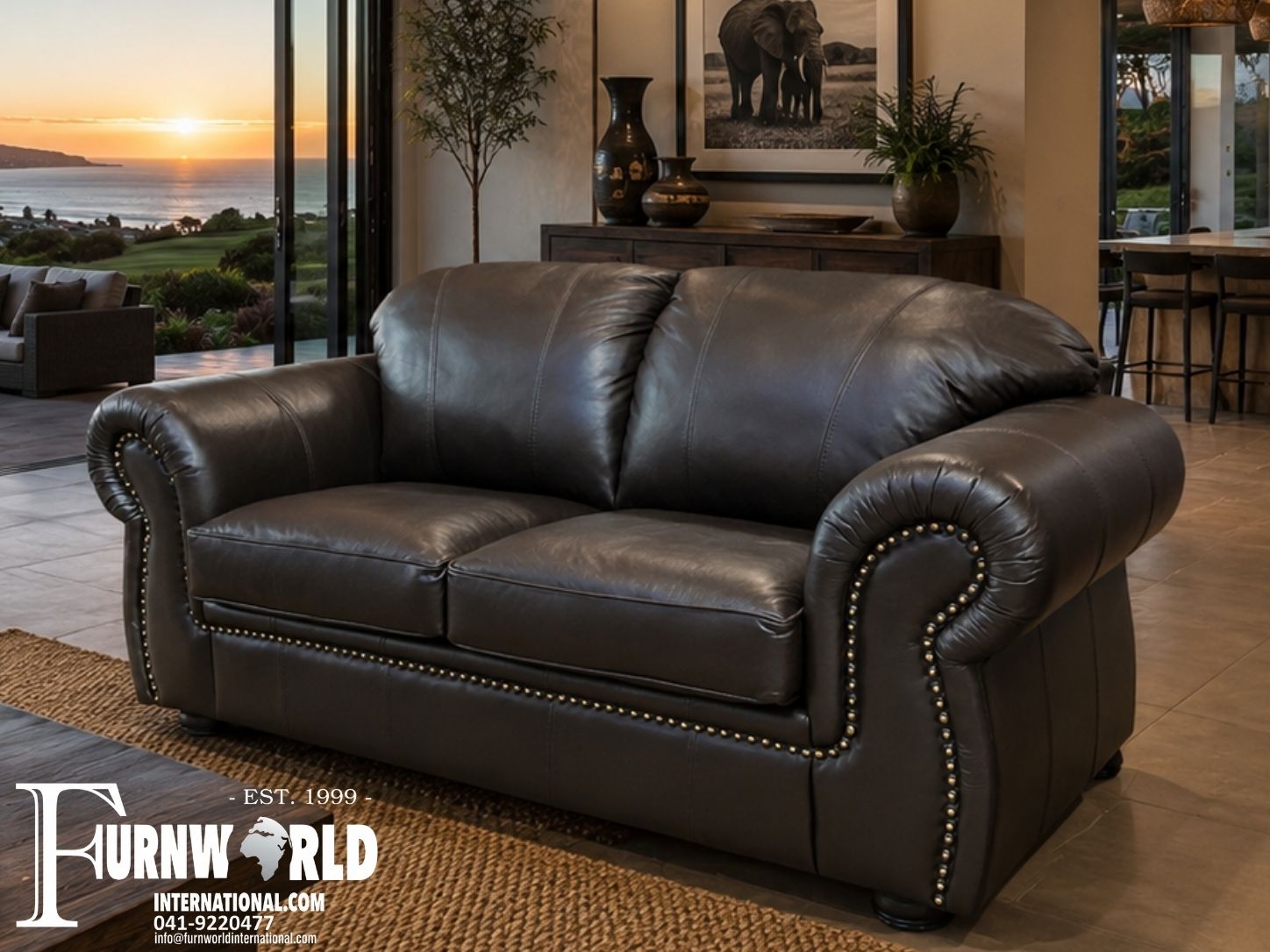 Eben Leather Sofa - Oxblood