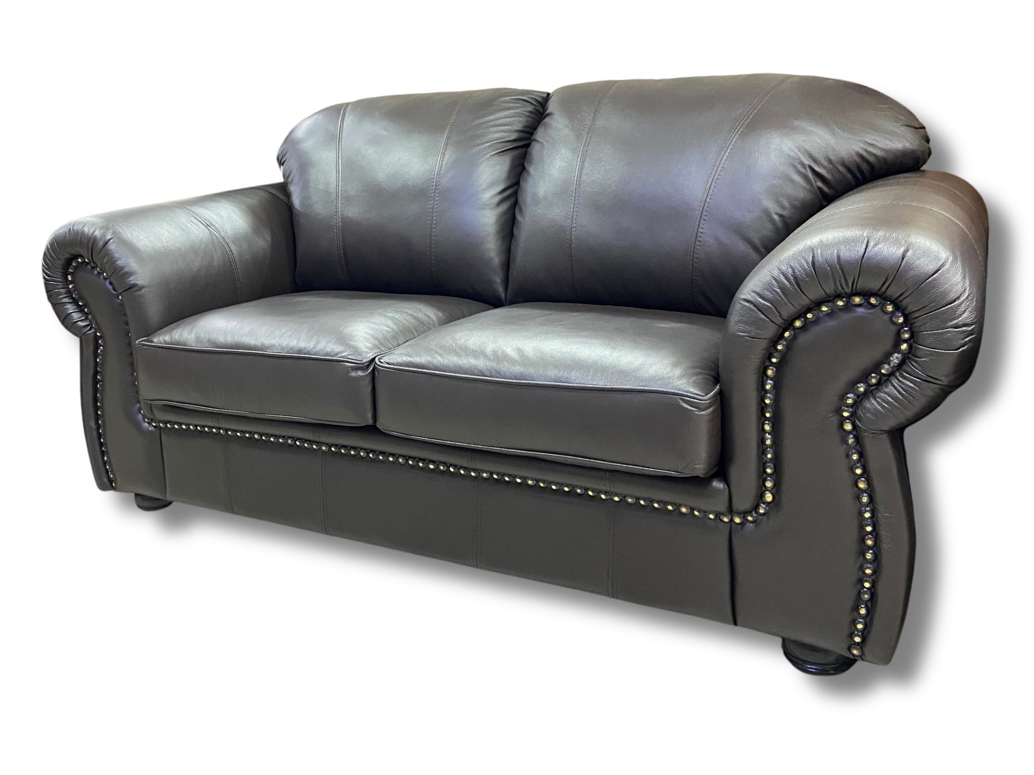 Eben Leather Sofa Oxblood Front View