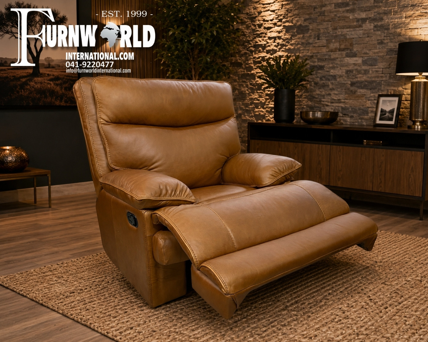 Eland Incliner Chair - Full-Grain Genuine Leather Rustic
