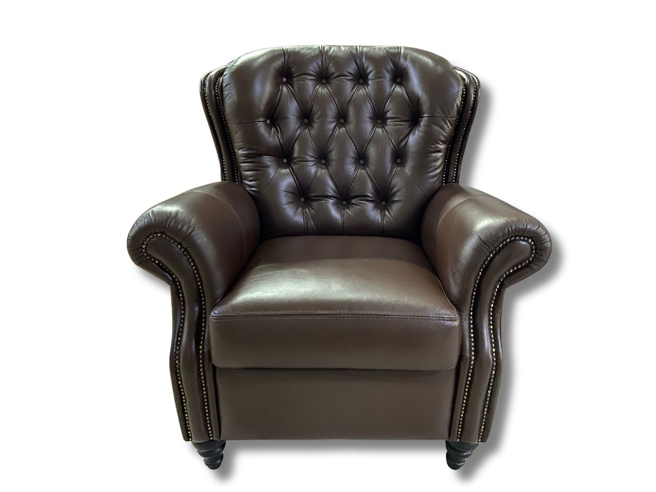 Churchill Club Chair Mocca Brown Front View