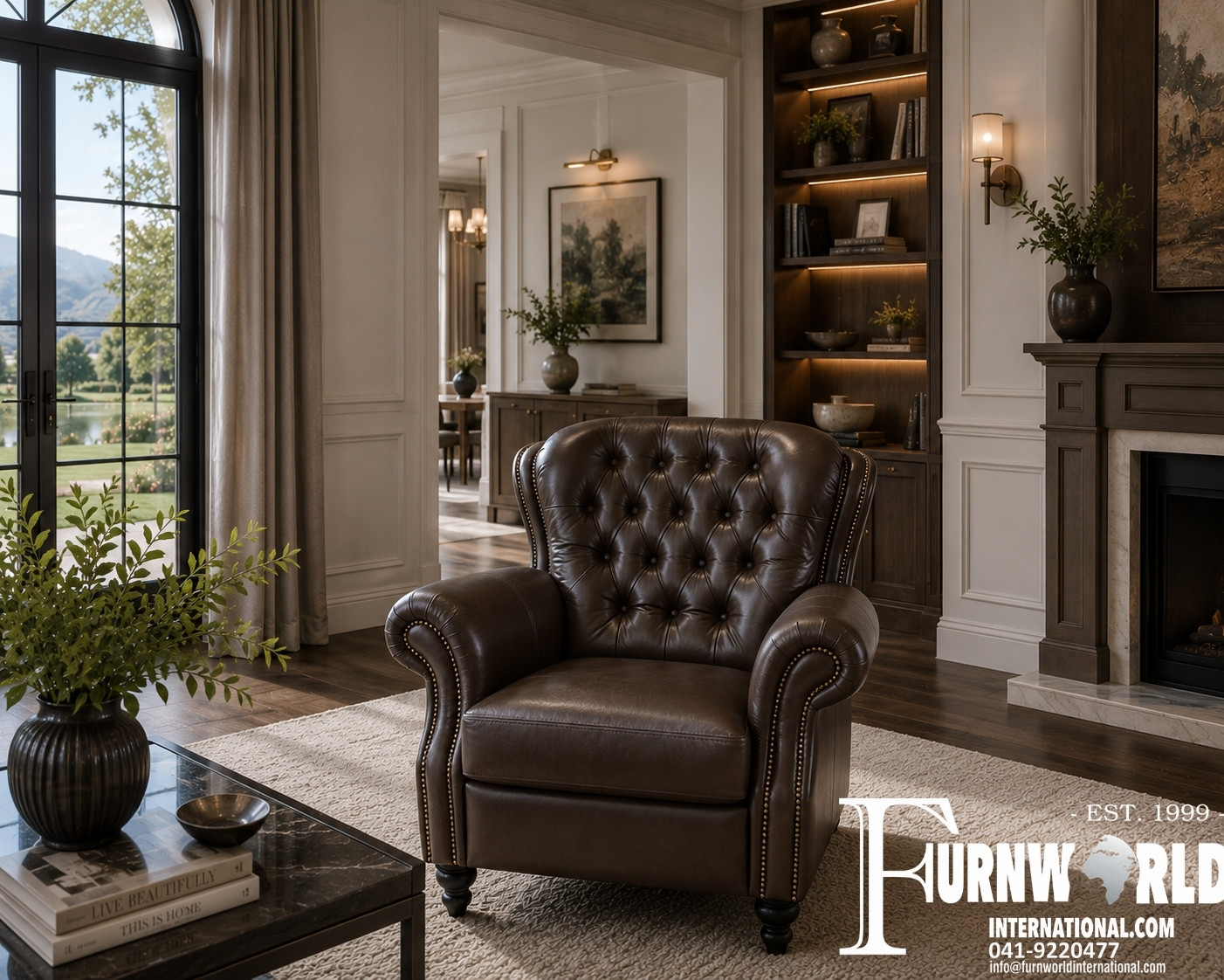 Churchill Club Chair - Mocca Brown Leather
