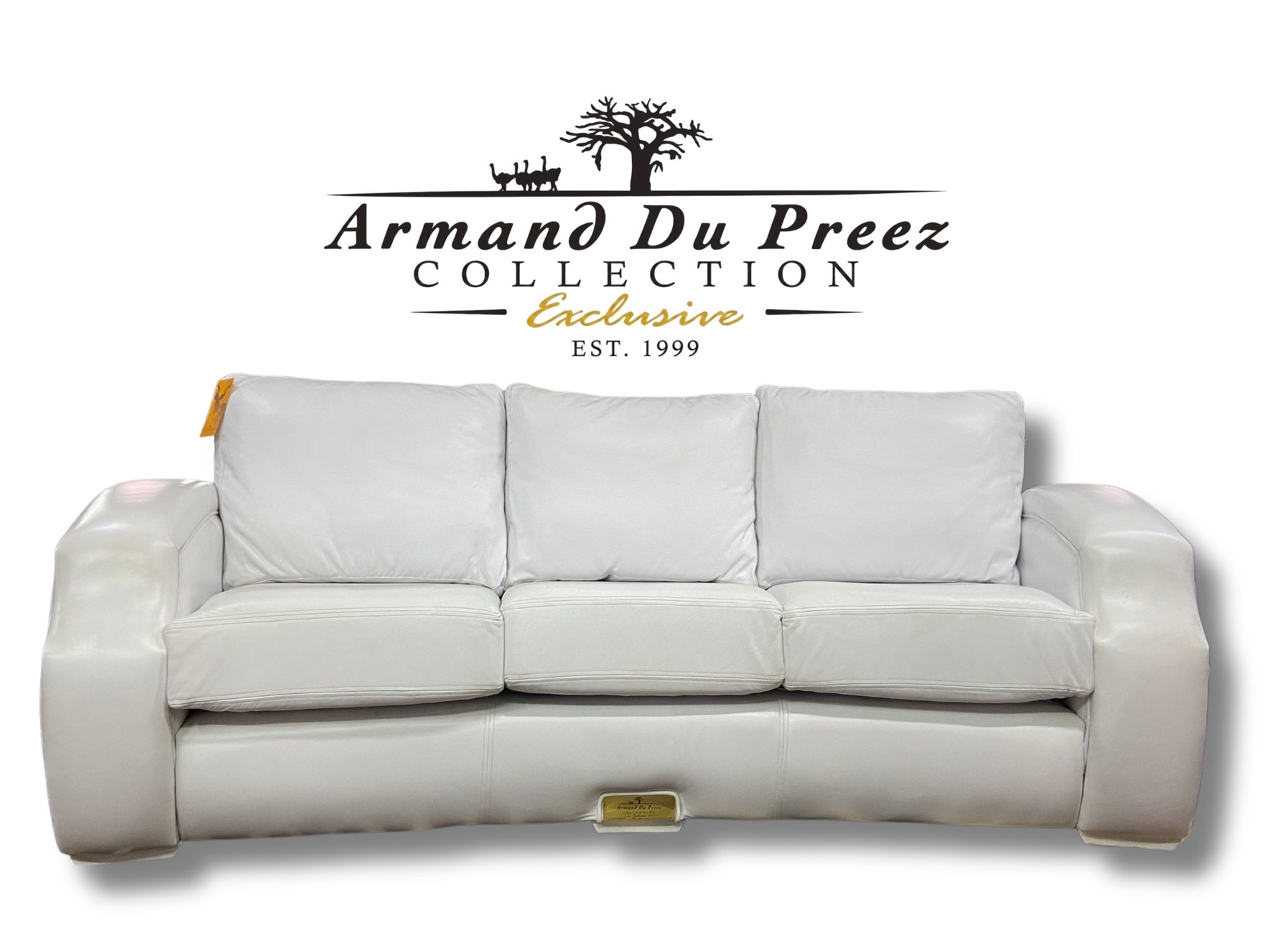 Armand Curve Luxury Sofa White Leather Front View