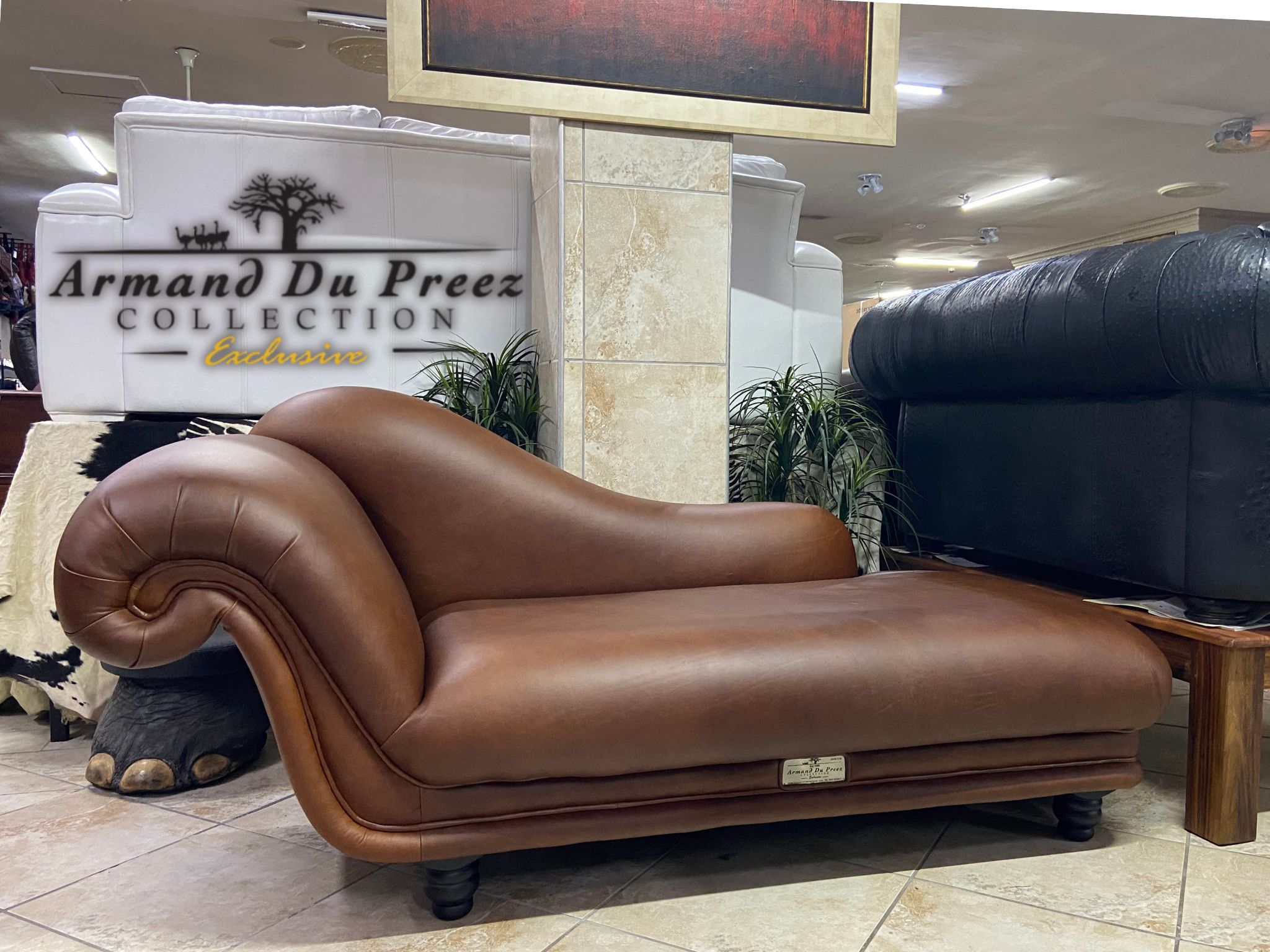 Chaize Leather Lounge Sofa - 100% A-Grade Full-Grain Genuine Leather