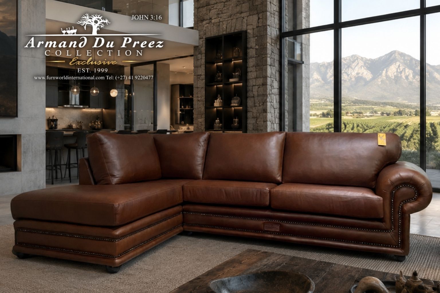 Etosha Leather Daybed Corner Couch - 100% A-Grade Full-Grain Genuine Leather