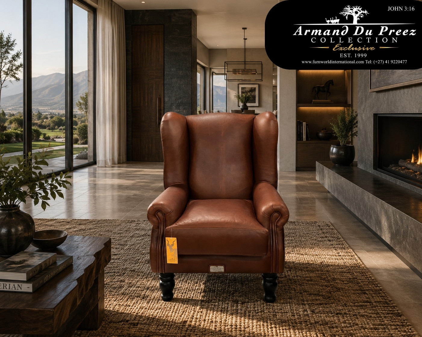 Imperial Wingback Leather Accent Chair - 100% A-Grade Full-Grain Genuine Leather