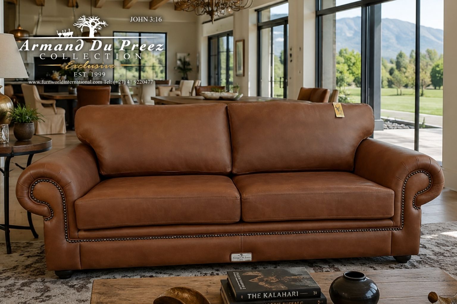 Kudu Leather Couch - 100% A-Grade Full-Grain Genuine Leather