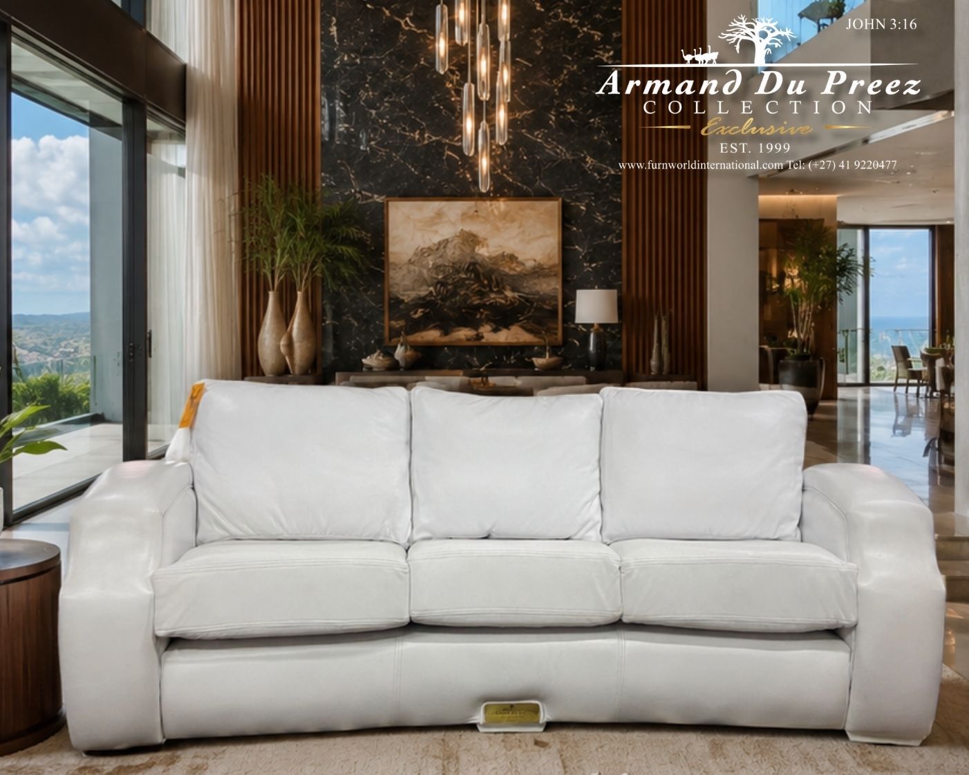 Armand Curve Luxury Sofa - White Leather