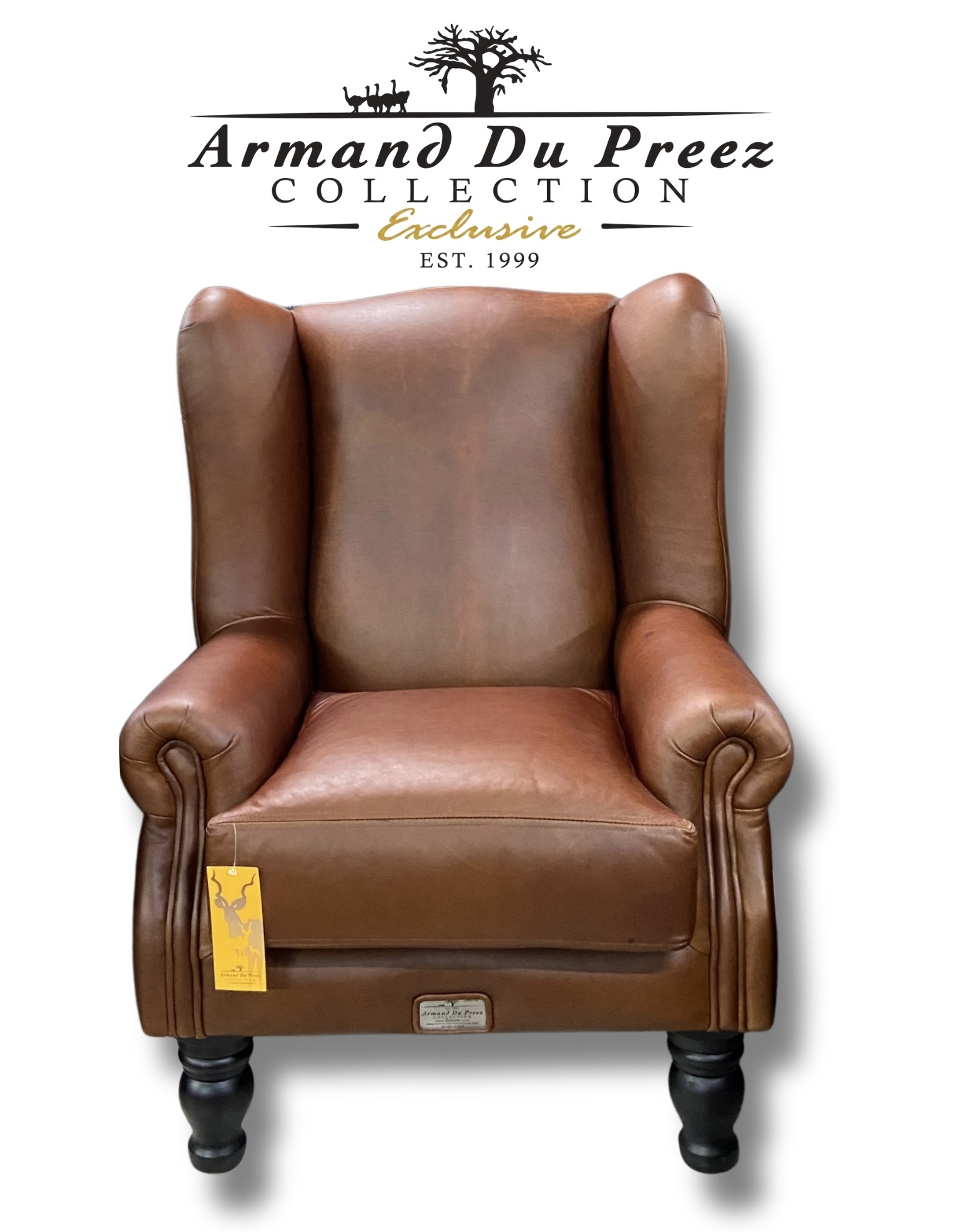 Imperial Wingback Leather Accent Chair Front View