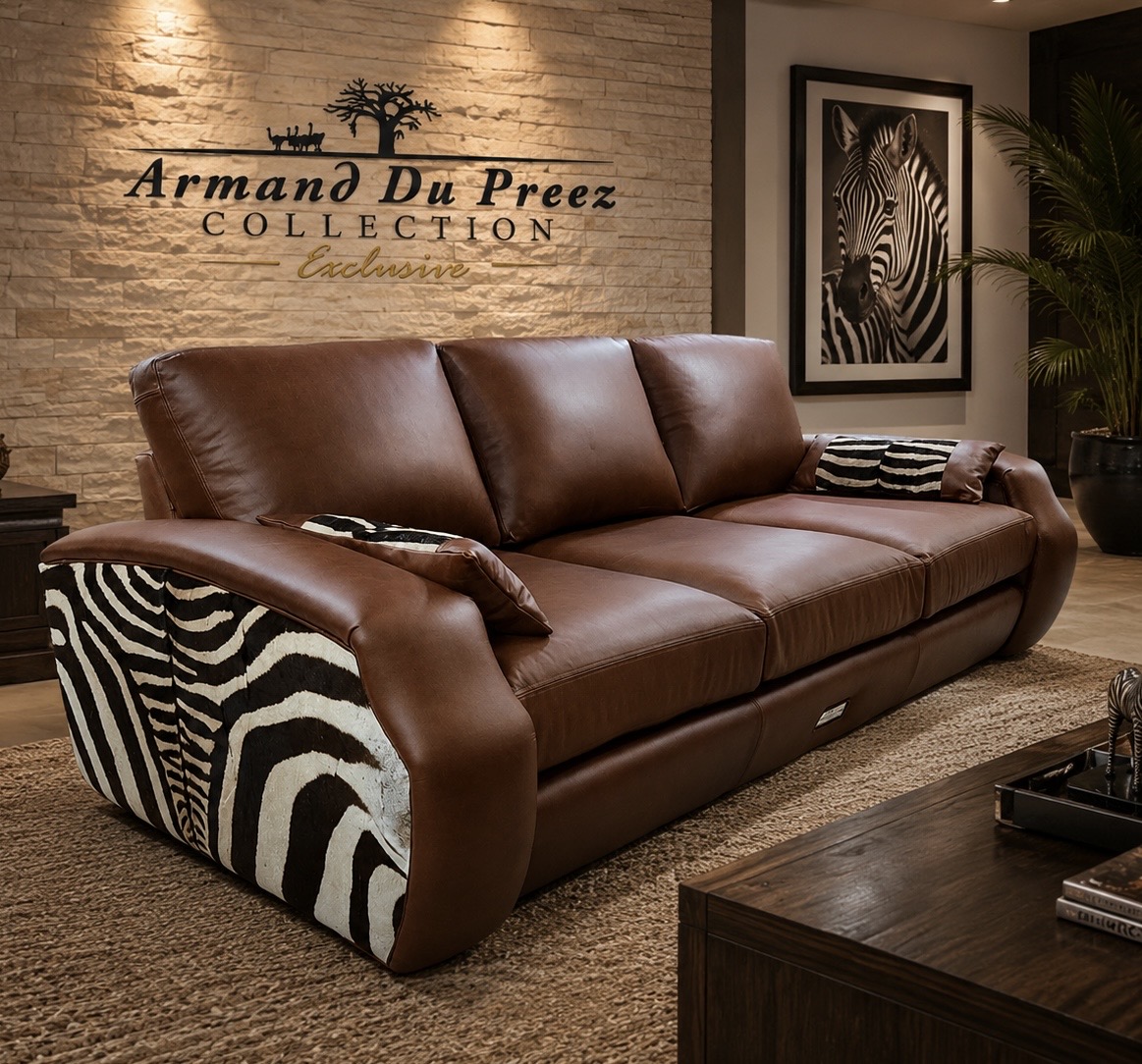 GENUINE ZEBRA SKIN EXOTIC LEATHER COUCH | ARMAND DU PREEZ COLLECTION EXCLUSIVE